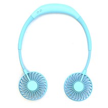 테르톤 LED 넥 밴드형 듀얼 BLDC 선풍기, TF-2118B, 블루