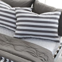 지베딩 스윗라인 순면 베개커버 2p + 베개솜 2p 세트, 그레이