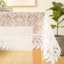 마켓피오 유럽 레이스 레트로 식탁보, 타입1(화이트), 145 x 215 cm