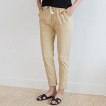 토마토팩토리 여성용 워싱 린넨 밴딩 팬츠 4002