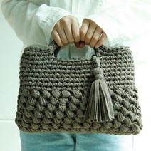 야나 뜨개질 빈 스티치 미니 토트백 DIY 패키지, 1개, 4번(진밤)