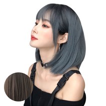 뿌이뿌이가발 여성 짧은 단발머리 통가발 베이링, 다크브라운, 1개
