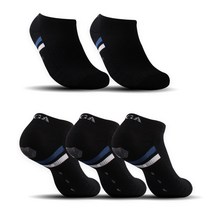 PGA 남성 넌슬립 패드 쿠션압박 스니커즈 골프양말 PGAM-03 5족, 블랙