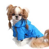 퍼피아 강아지 빛반사 방수 바람막이, 스카이블루