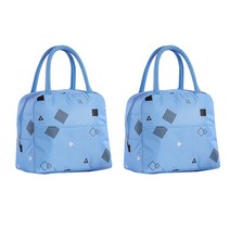 알럽홈 패턴 방수 보냉 가방 2p, 기하학 블루