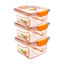 푸쉬앤푸쉬 BPA프리 내열 진공 밀폐용기 1600ml, 3개, 단품