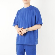 빌락트 특양면 오버핏 라운드 넥시보리 반팔 맨투맨 티셔츠