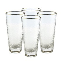 삼호유리 롱 아이스 유리컵 430ml SH10304G, 골드, 4개