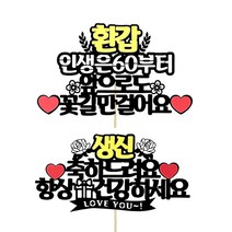 상상팩토리 케이크토퍼 환갑 + 축하 세트, 혼합색상, 1세트
