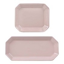 윤도자기 다인 직사각 접시 2종 세트, 1세트, 팔각소접시 분홍 + 팔각긴접시 분홍