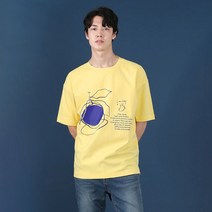 리버클래시 남성용 프린팅 레터링 세미오버 반팔 티셔츠 LGS41424