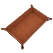 콩 K Items 가죽 직사각 접이식 다용도 트레이, 브라운, 1개