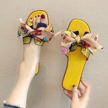 올나인 여성용 패션그리미 리본스트랩 뮬슬리퍼