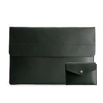 노트북 PU 가죽 케이스 + 마우스 파우치, 다크그린