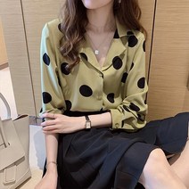 루나걸 데린 긴팔 도트 블라우스