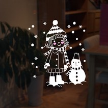소녀와눈사람 포인트스티커 X043, 흰색
