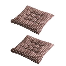 윰스 프린팅 린넨 사각 방석 브라운격자 45cmX45cm 2개