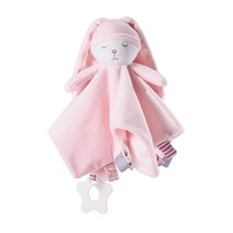 토끼 치발기 애착 손수건 딸랑이, 핑크, 1개