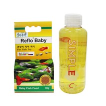 샘아쿠아 리플로 베이비 치어사료 30g + 심플 열대어비타민 150ml 세트, 1세트