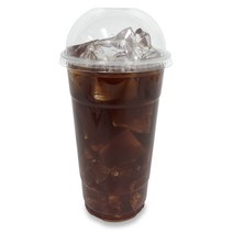 투고팩 투명 PET 아이스컵 + 돔형뚜껑 세트, 1개, 670ml