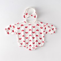 아동용 하트 블루밍 바디슈트   헤어밴드 세트 R1258
