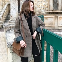 루나걸 여성용 쿠키 체크 더블 자켓
