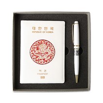 자개 가죽 여권케이스 + 자개 볼펜 세트, 1세트, 화이트