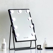 이데컴퍼니 빅사이즈 LED 조명 거울 245 x 337 mm, 블랙