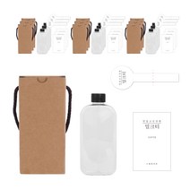 일반검정캡 납작페트 공병 300ml + 심플 한글 밀크티S 스티커 2종 세트, 10세트