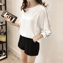 레몬소울 티우 진주 프릴 소매 블라우스