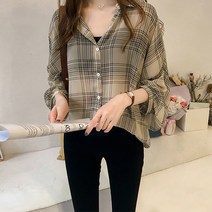 레몬소울 미오 루즈핏 체크 블라우스