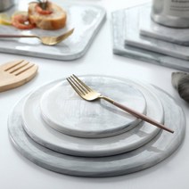 진심디자인 세라믹 마블 트레이 원형 3종 세트, 혼합색상