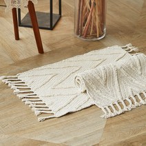 라뽐므 코튼 핸드메이드 아그라 러그 매트 2p, 아이보리