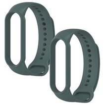 구디푸디 샤오미 미밴드 5/6/7 TPU 스트랩, 2개, 딥그린