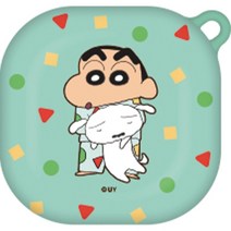 짱구 흰둥이 갤럭시버즈 라이브 / 버즈2 하드 젤리 케이스, 파자마 짱구와 흰둥이