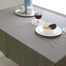 바이지미 코지 린넨 테이블보, 그레이, 6인(200 x 120 cm)