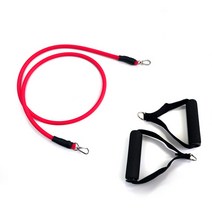 스포홀릭 라텍스 근력운동 튜빙밴드 + 핸드그립 세트, 3단계(레드)