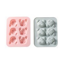 입체 모양 강아지 실리콘 몰드 6구, 블루, 핑크, 1세트
