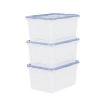 리보보 뚜껑달린 리빙박스 24L, 내추럴블루, 3개