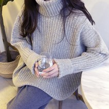 솔레일 여성용 레인보우 빅터틀 루즈 스웨터