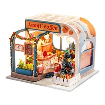 꼬미딜 DIY 미니어처하우스 중형 40 크리스마스 카페 + 제작도구, 혼합색상