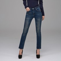 진마니아 여성용 이중직 기모 빈티지 일자 청바지 CM9W08