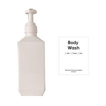 뉴앤룩 폴리 바디워시 소분 용기 폴리 일반형 화이트 600ml + 바디워시 스티커 세트, 1개