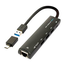 이탑 C타입 USB 3.1 유전원 허브 U3-RJ4501, 블랙
