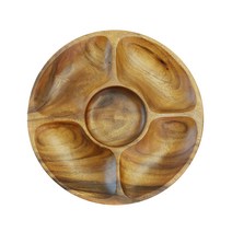 삼화 원목 원형 5절 안주 접시 대, 브라운, 1개