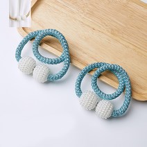 알럽홈 진주알 자석 커튼 타이백 49cm, 블루, 2개