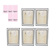 한수오 투명선물용 쇼핑백 5p + 스티커 5p 세트, 화이트 프레임 프레임