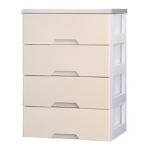 보노하우스 코지 모던 서랍장 우드형상판 4단, 아이보리 + 화이트 우드