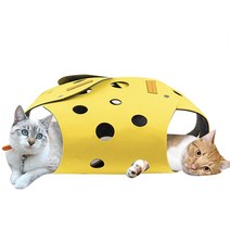 붐붐포 고양이 숨숨집 치즈터널 장난감 하우스, 옐로우 + 그레이, 1개