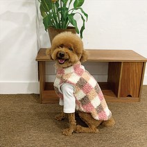 유앤펫 강아지 웜 플러피 덤블 체크 플리스 조끼, PINK